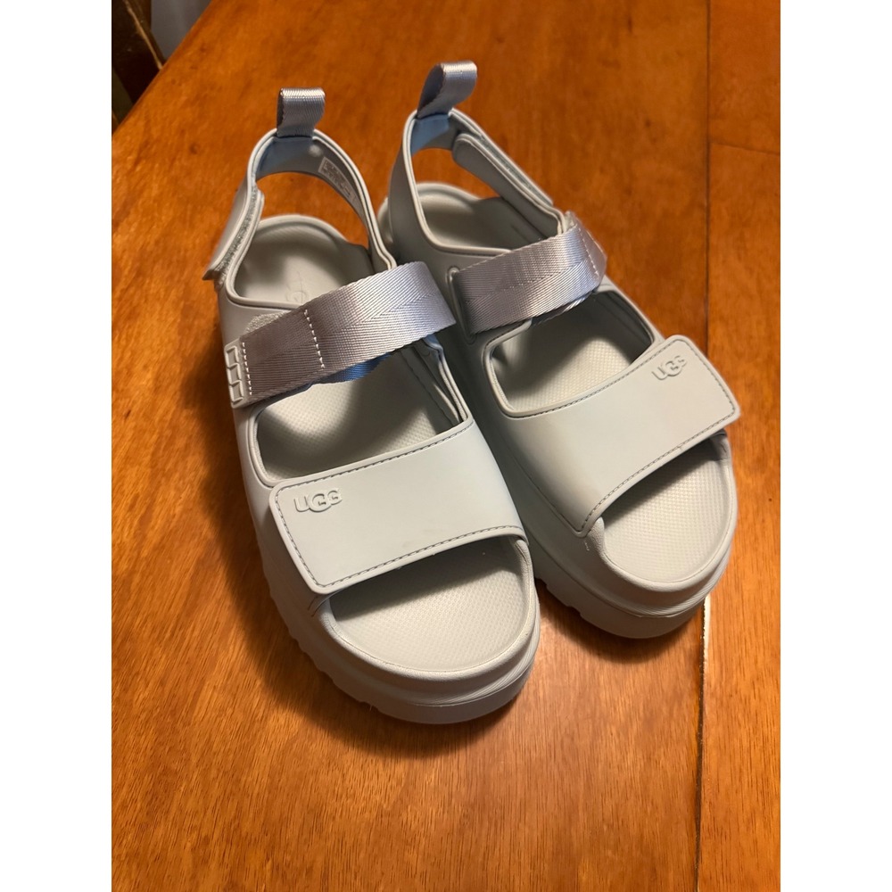 UGG GoldenGlow Sea Salt Grey Platform Sandals Water Friendly 1152685 Womens 10